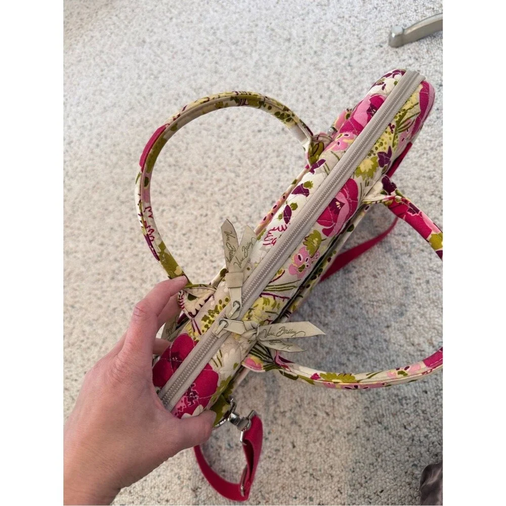 Vera Bradley English Rose Quilted Laptop Messenger Bag in Make Me Blush